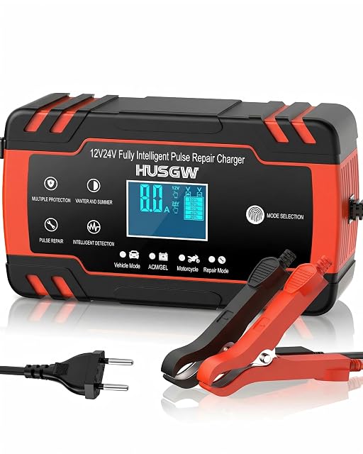Caricabatterie per auto Husgw da 8 A per 12 V e 24 V