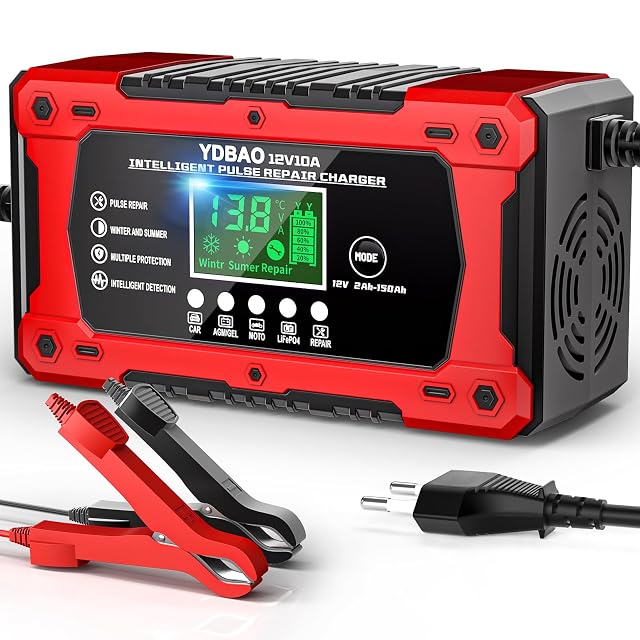 Caricabatterie per auto YDBAO da 10 A con display LCD